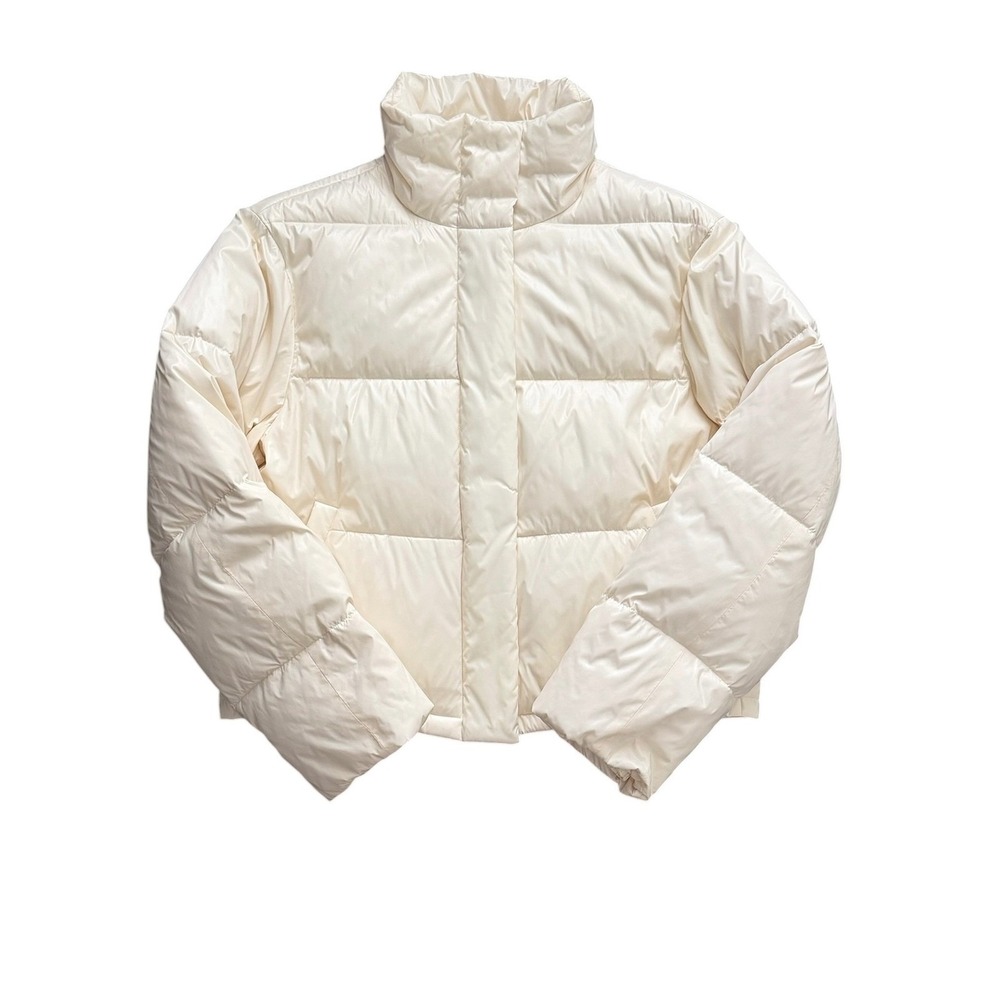 Strenesse Puffer Jacket Womens 4 Ivory Gabriele Strehle Quilted Funnel Neck